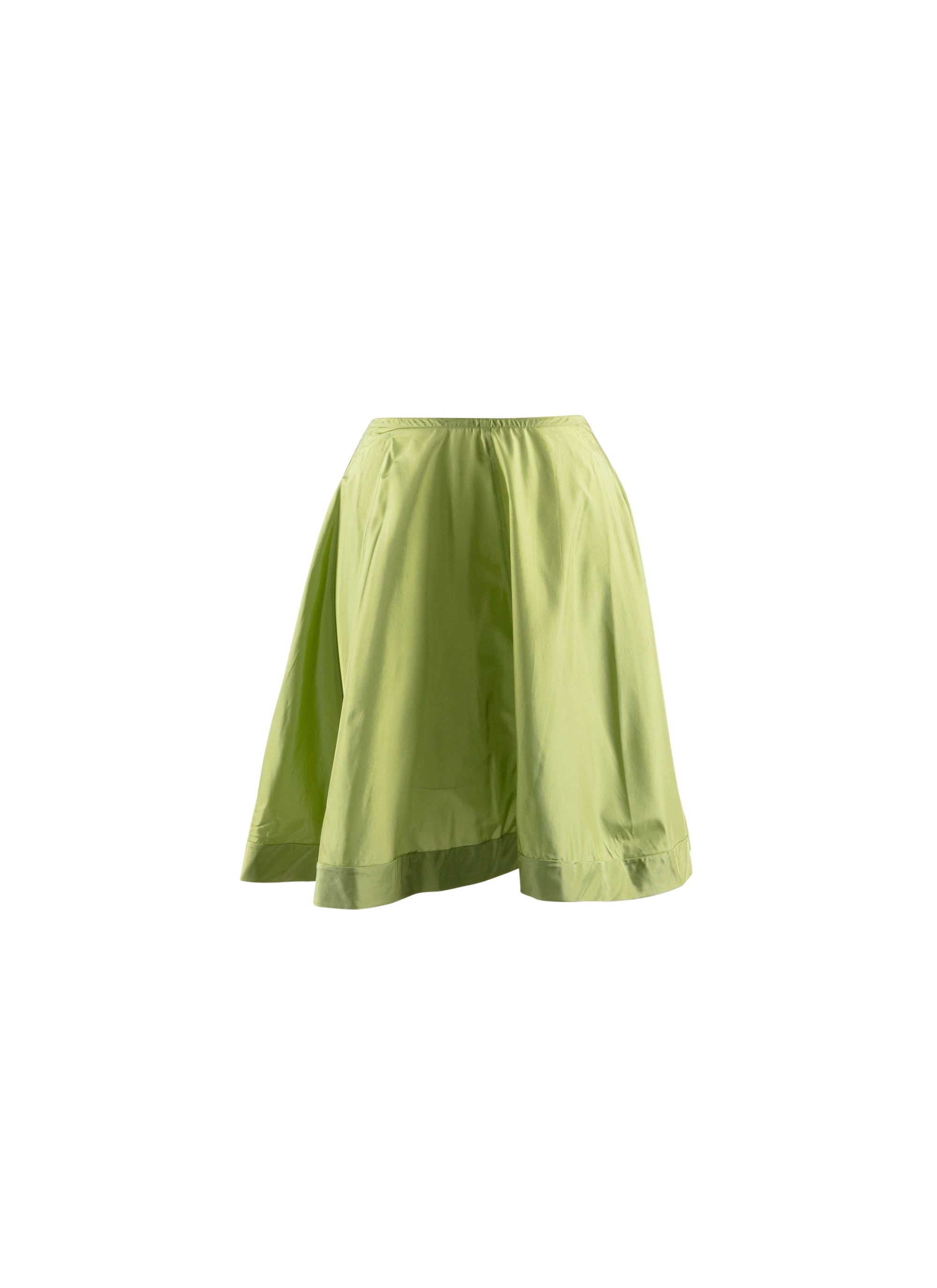 Plain skater skirt with details - Green