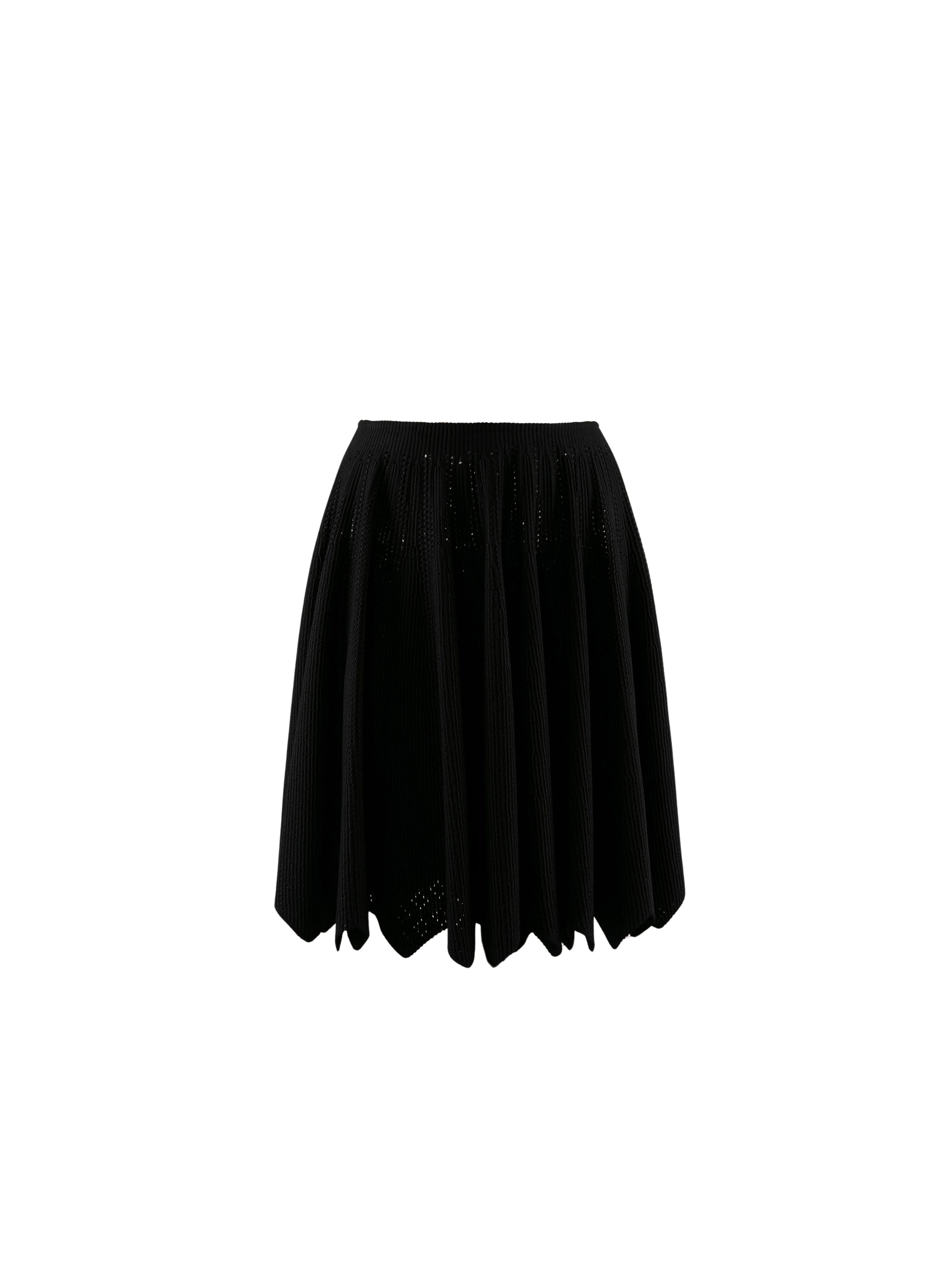 Jupe plissée en maille ajourée - Noir