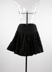 Asymmetrical pleated skater skirt - Black intense