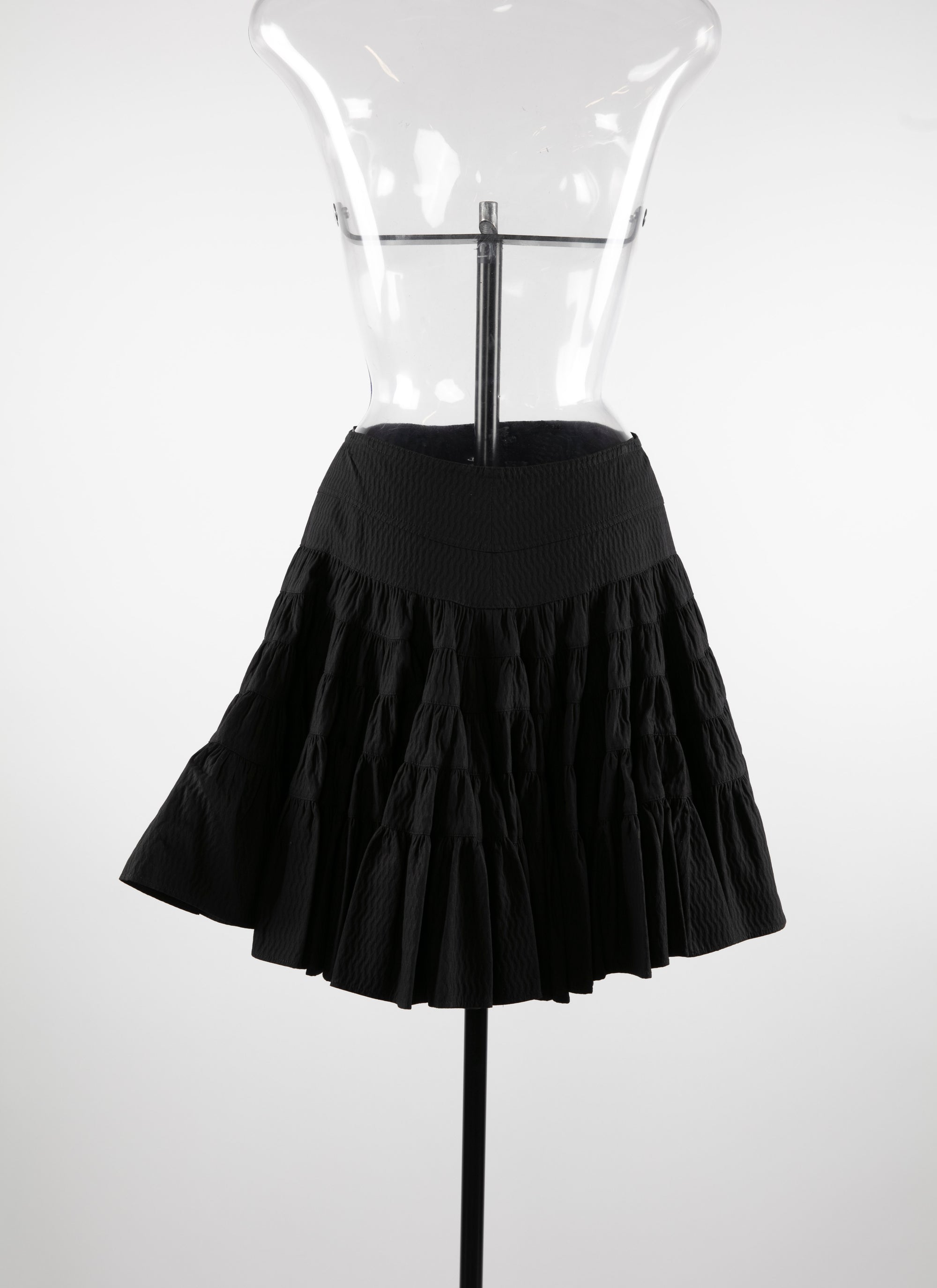 Asymmetrical pleated skater skirt - Black intense