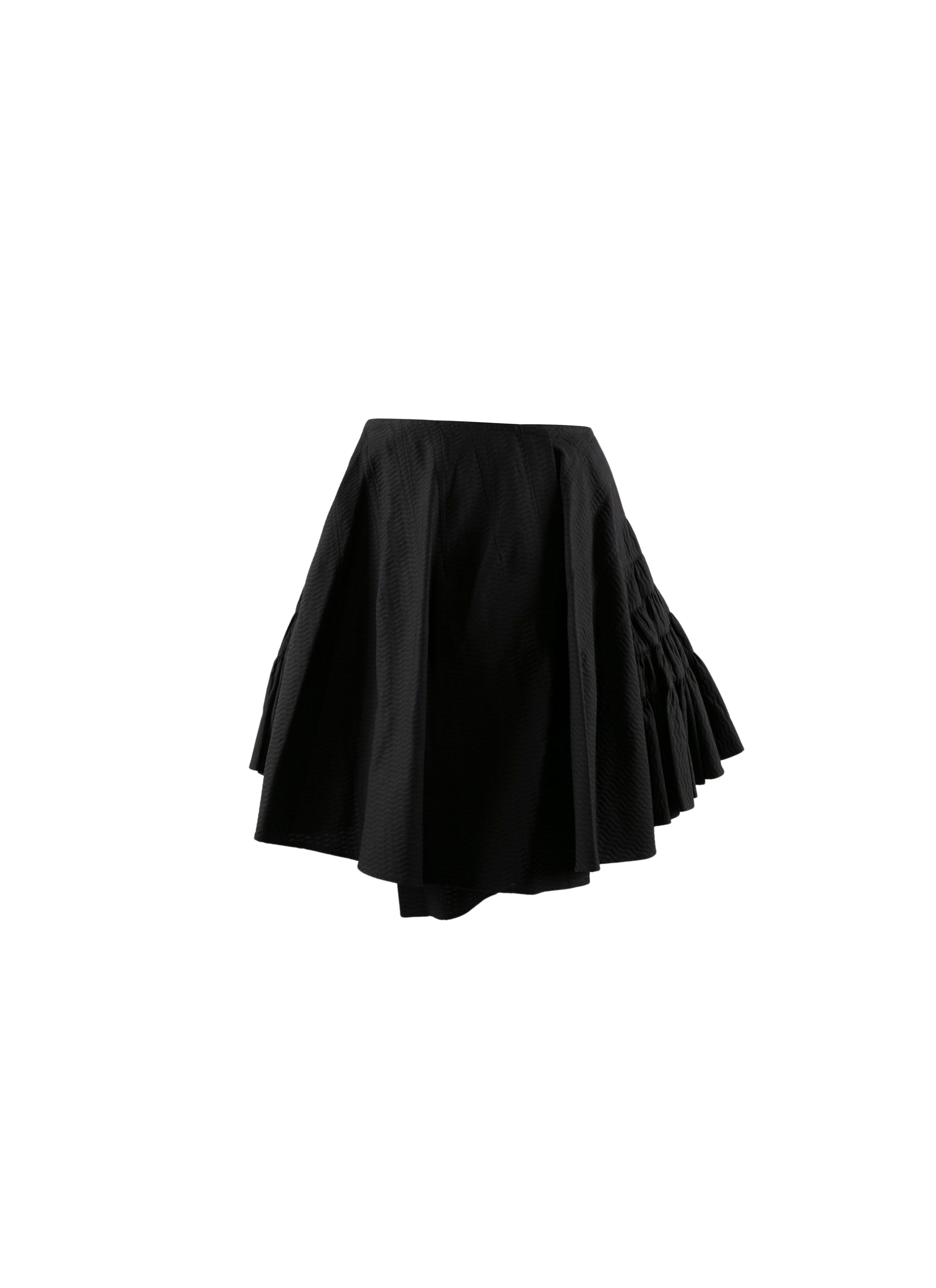 Asymmetrical pleated skater skirt - Black intense