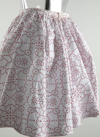 Flared skirt with contrasting details - White & Blush