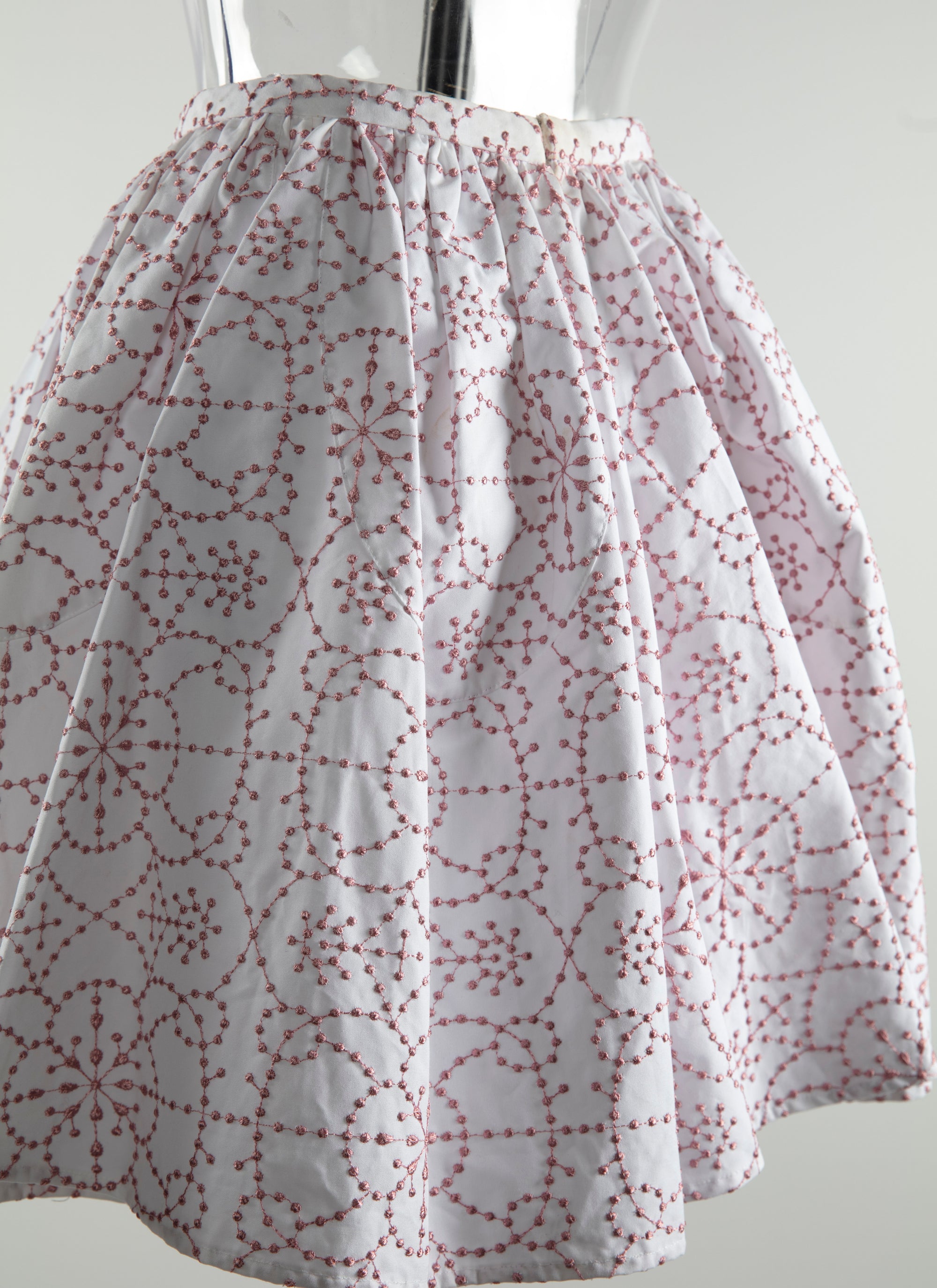 Flared skirt with contrasting details - White & Blush
