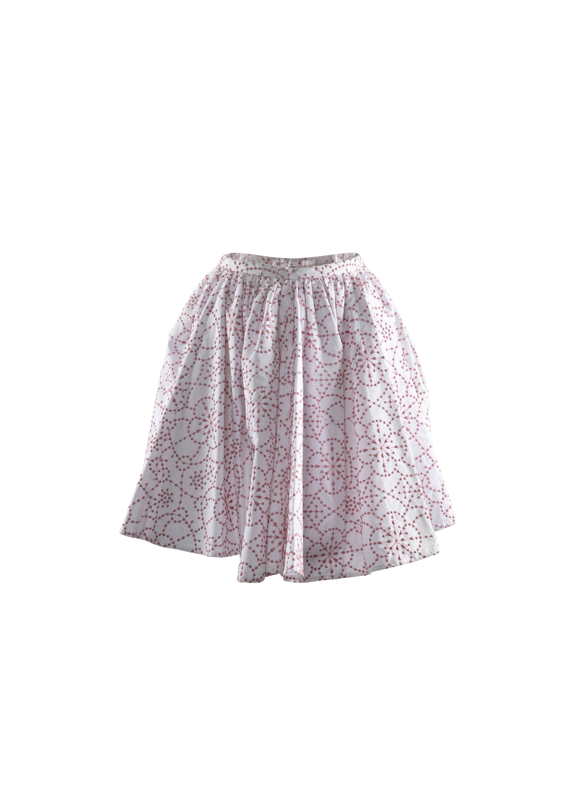 Flared skirt with contrasting details - White & Blush