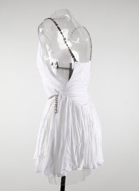 Robe mini à bretelles et ceinture ornés de cœur - Blanc Nacre