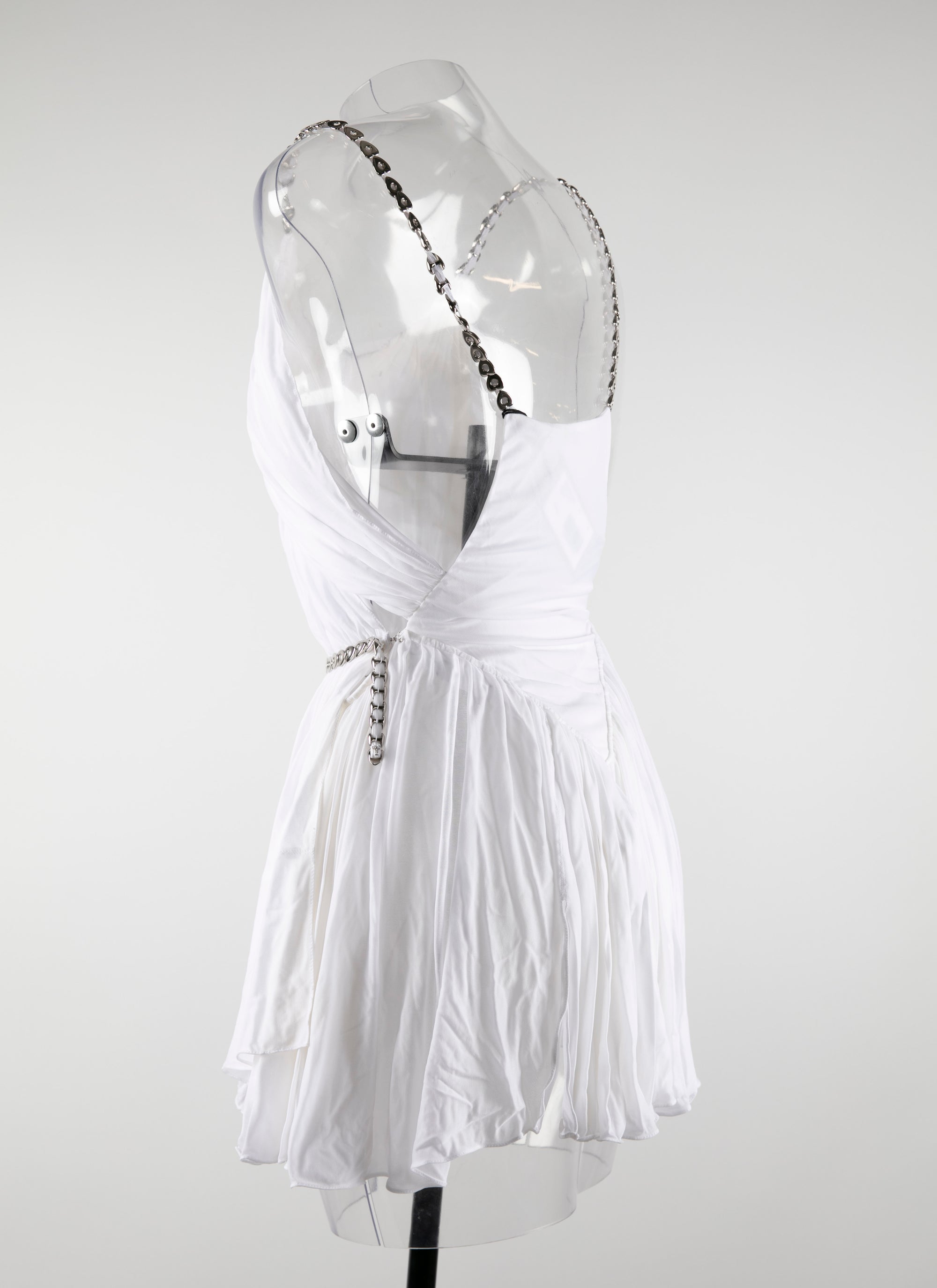 Robe mini à bretelles et ceinture ornés de cœur - Blanc Nacre