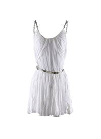 Robe mini à bretelles et ceinture ornés de cœur - Blanc Nacre