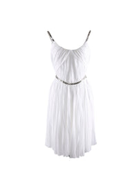 Short dress with heart embellished straps and belt - White iridescent