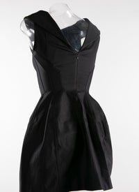 Sleeveless flared short dress with shirt collar - Black intense