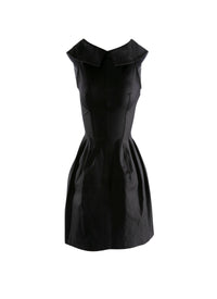 Sleeveless flared short dress with shirt collar - Black intense