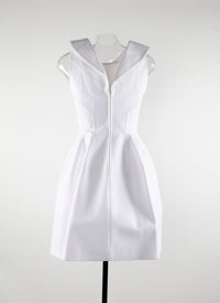 Robe courte évasée sans manches à col chemise - Blanc