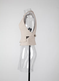 Sleeveless cardigan - Pearl