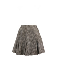 Speckled leather flared skirt - Black & Ivory