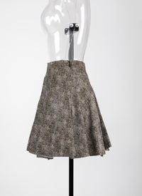 Speckled leather flared skirt - Black & Ivory