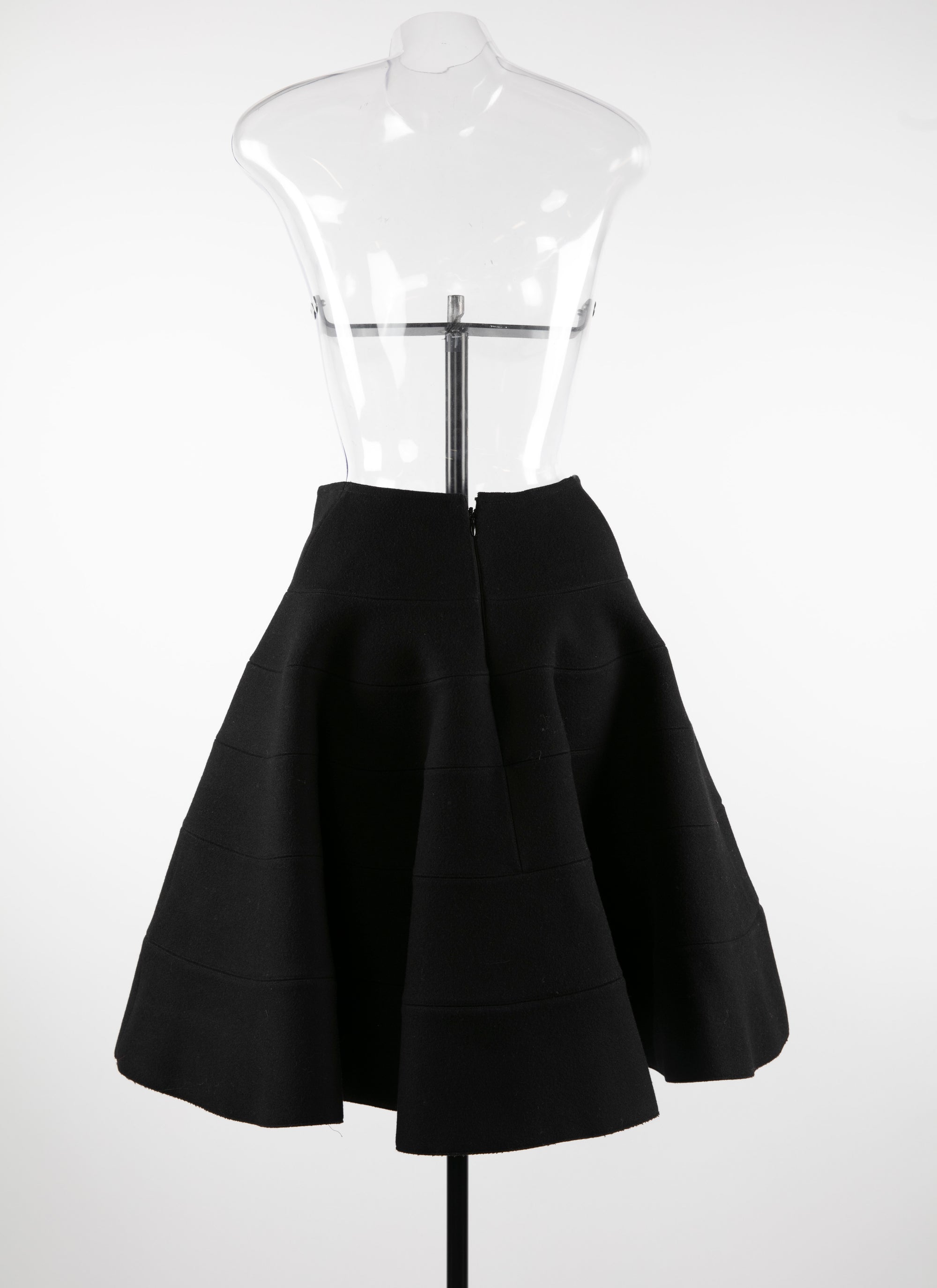 Jupe mi-longue patineuse unie - Noir charbon