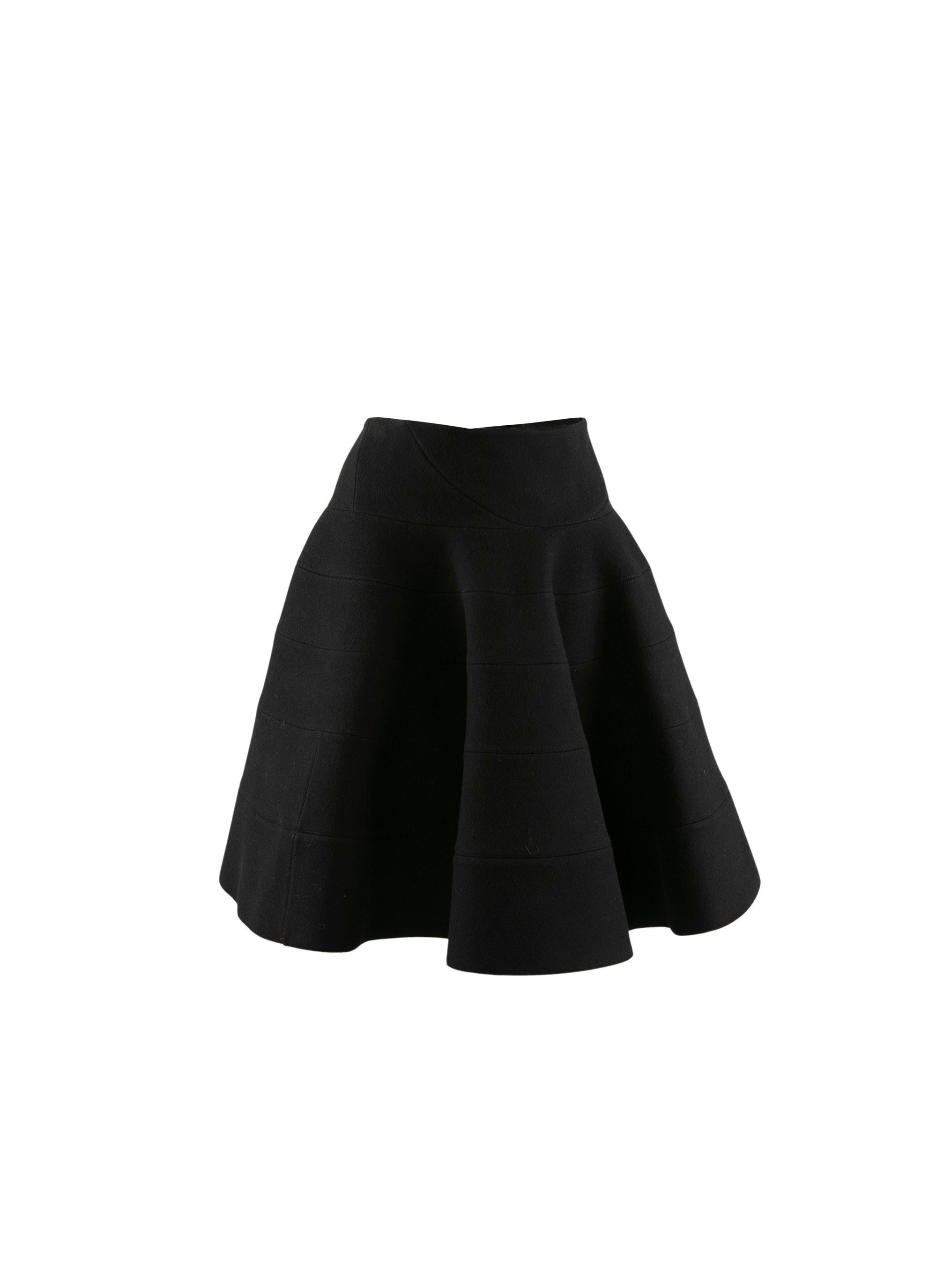 Jupe mi-longue patineuse unie - Noir charbon
