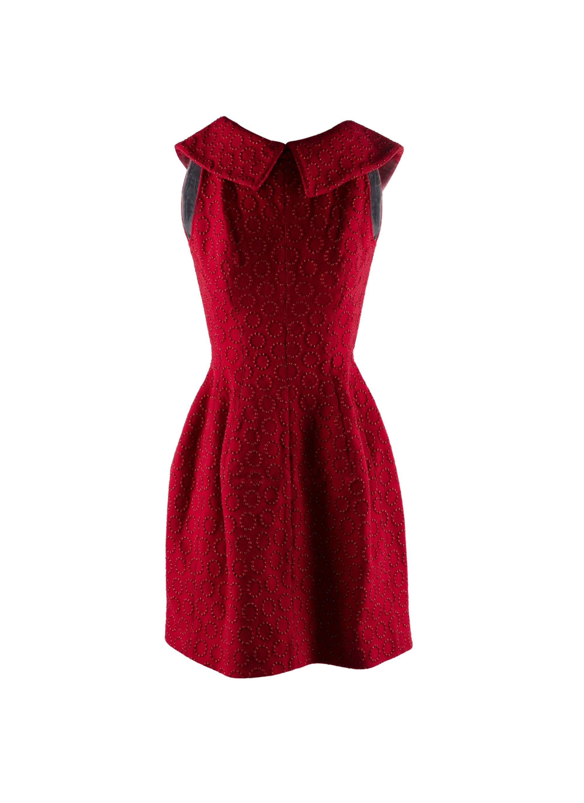 Sleeveless short flared studded dress with shirt collar - Ruby & Gold