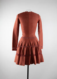 Robe à manches longues évasée - Noisette