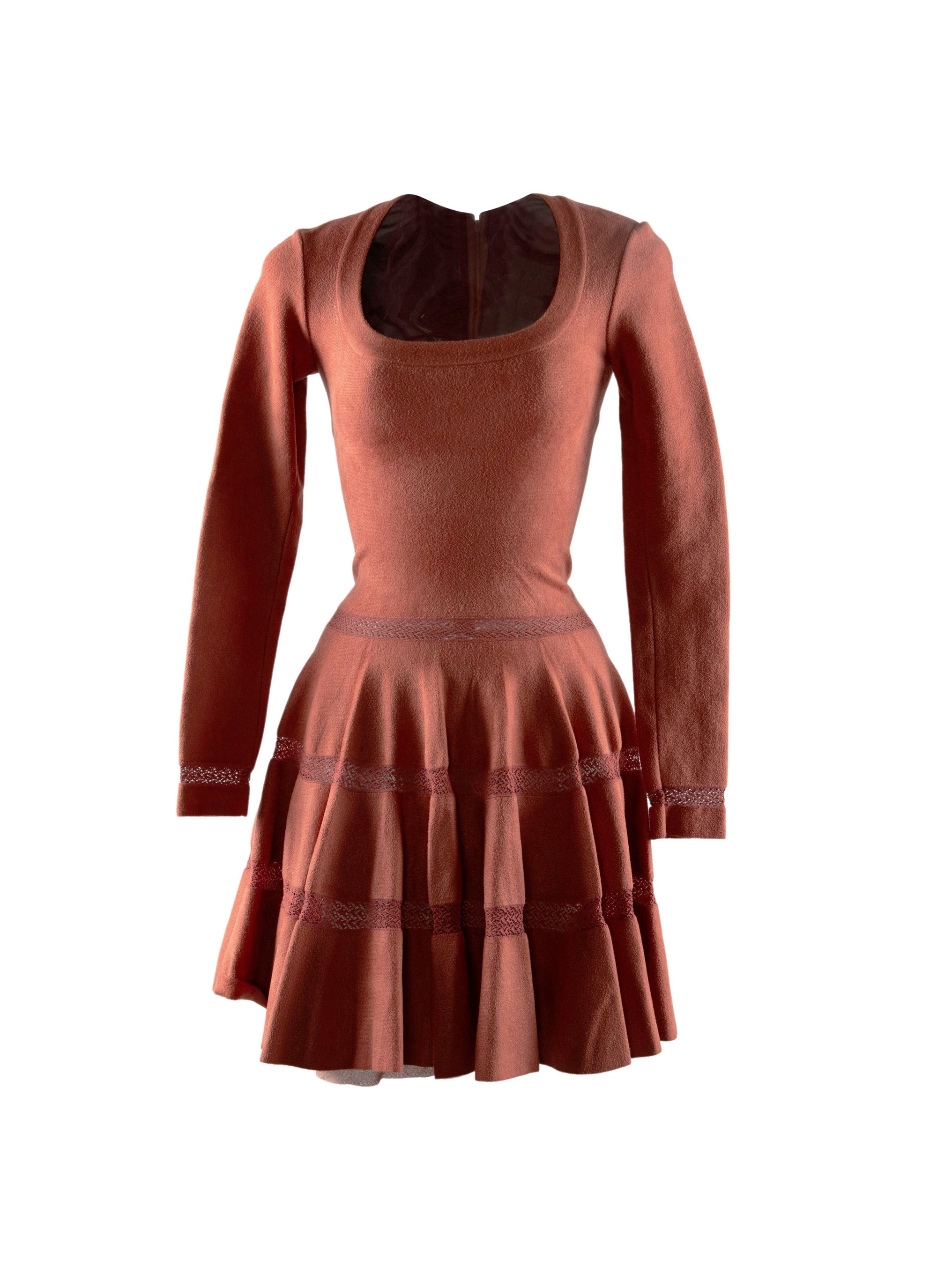 Robe à manches longues évasée - Noisette