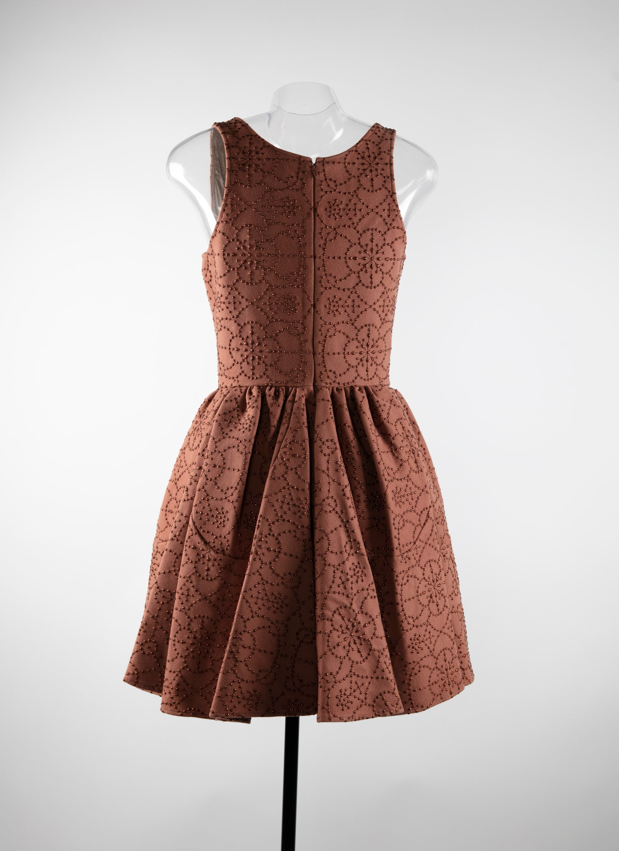 Sleeveless studded petal dress - Hazelnut & Gold