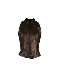 Gilet sans manches Moucheté en cuir - Noir & Bronze