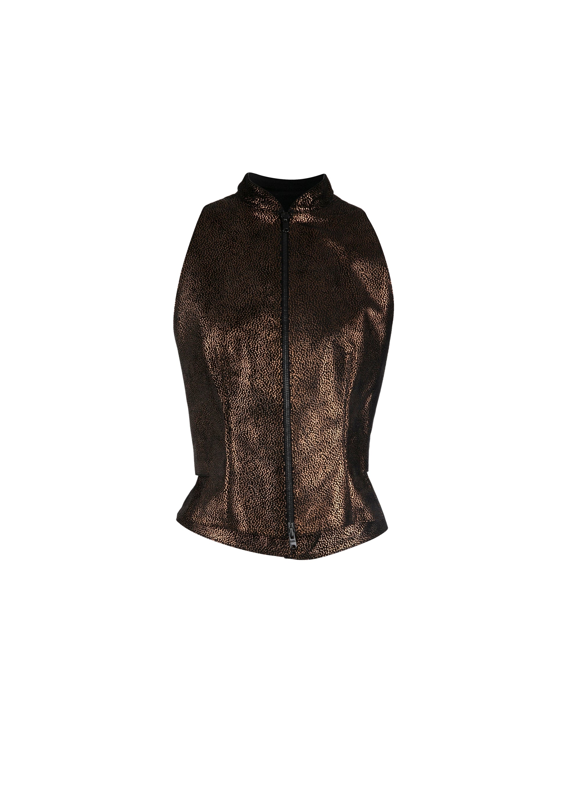 Gilet sans manches Moucheté en cuir - Noir & Bronze