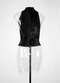 Sleeveless alligator leather waistcoat - Black intense