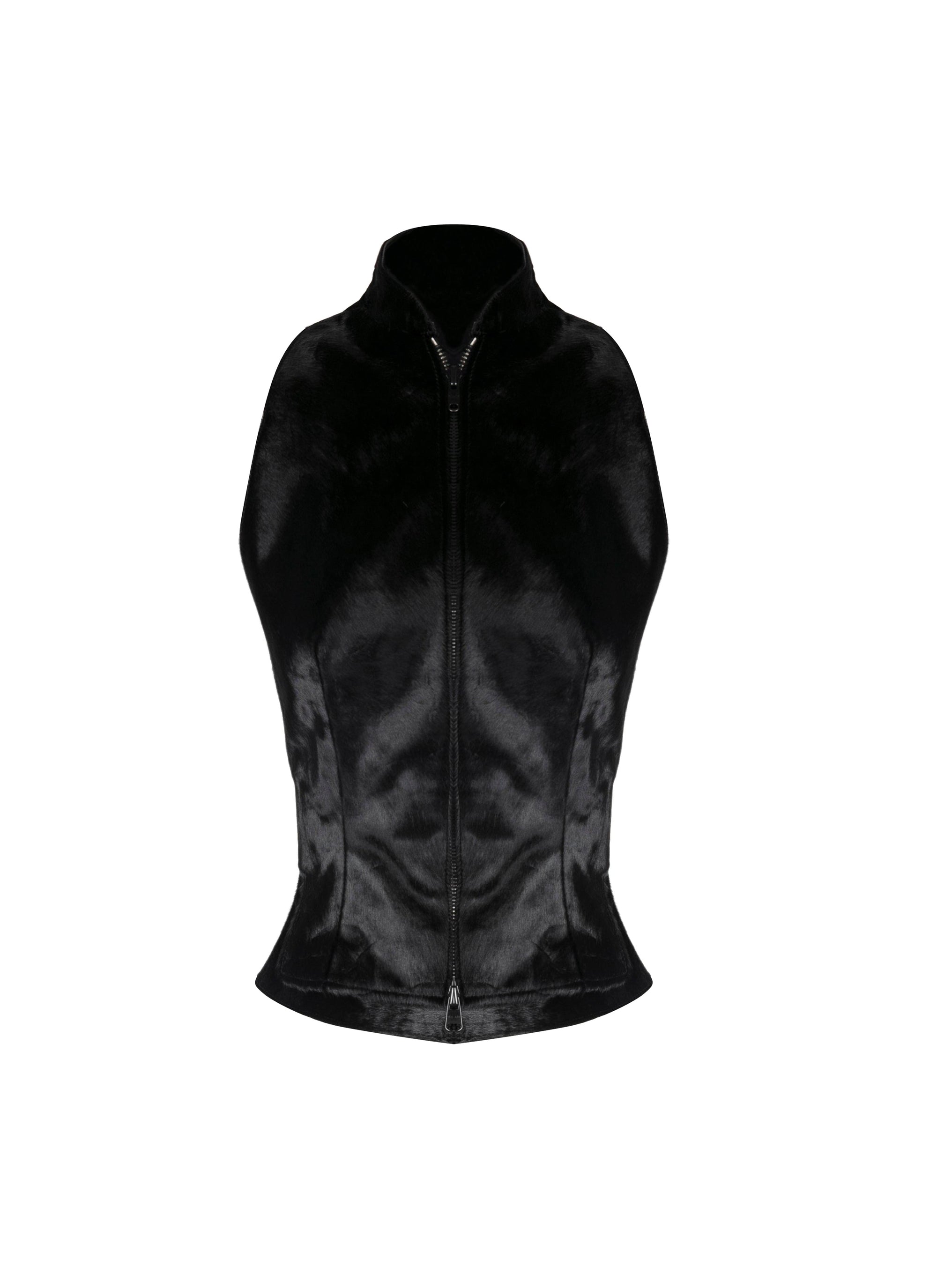 Sleeveless alligator leather waistcoat - Black intense