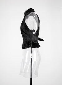 Sleeveless alligator leather waistcoat - Black intense