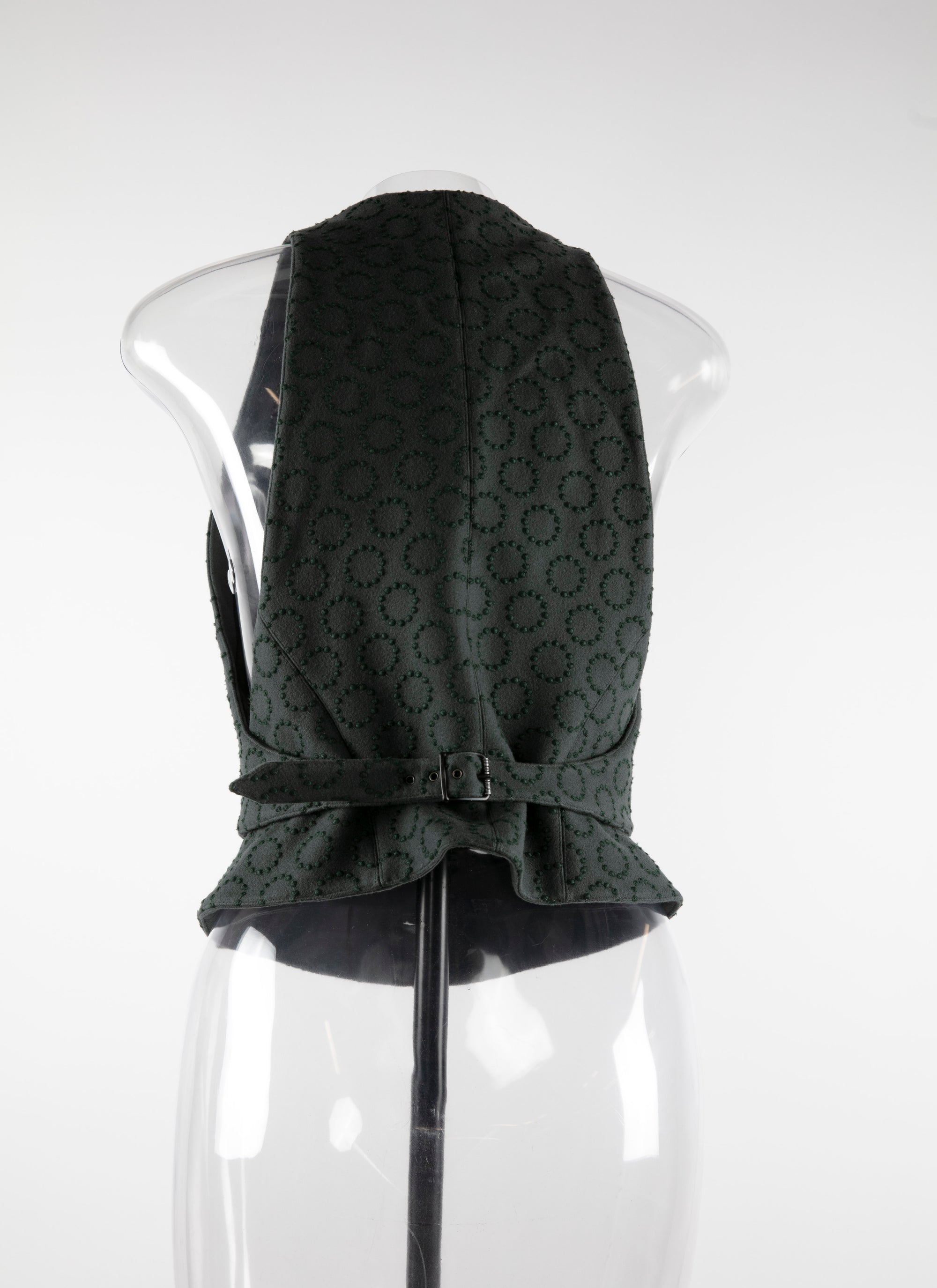 Sleeveless wool cardigan - Peacock Green & Black