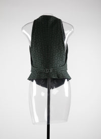 Sleeveless wool cardigan - Peacock Green & Black