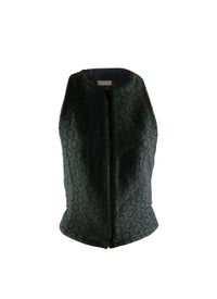 Sleeveless wool cardigan - Peacock Green & Black