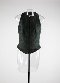 Sleeveless wool cardigan - Peacock Green & Black