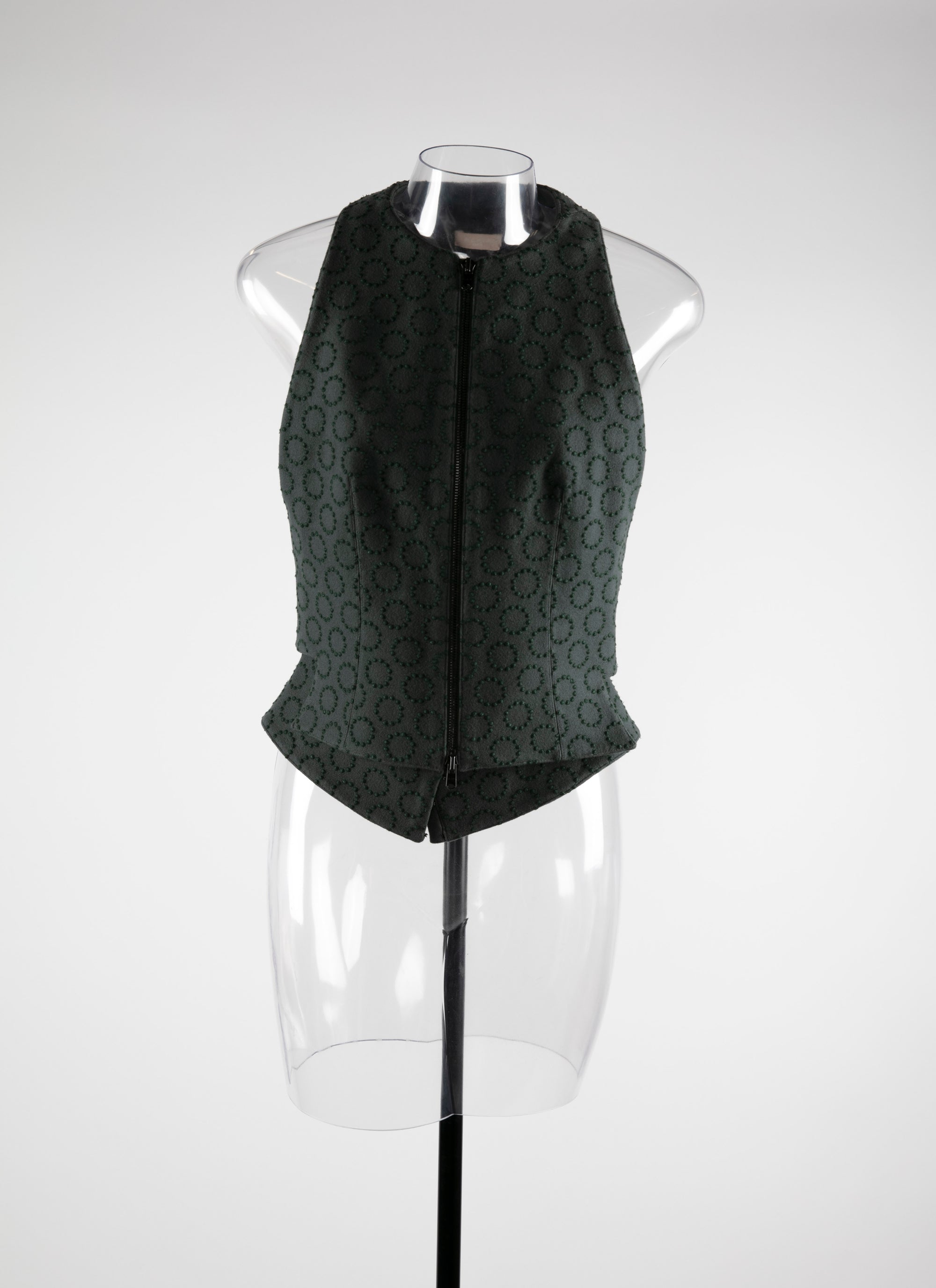 Sleeveless wool cardigan - Peacock Green & Black