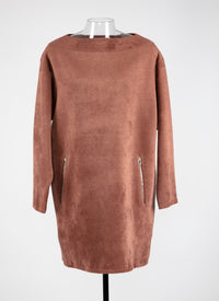 Robe manches longues en velours - Poudre