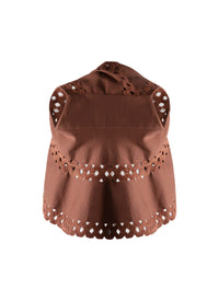 Sleeveless wool and cashmere cardigan - Tobacco