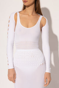 Openwork long sleeve bolero - Light Blue