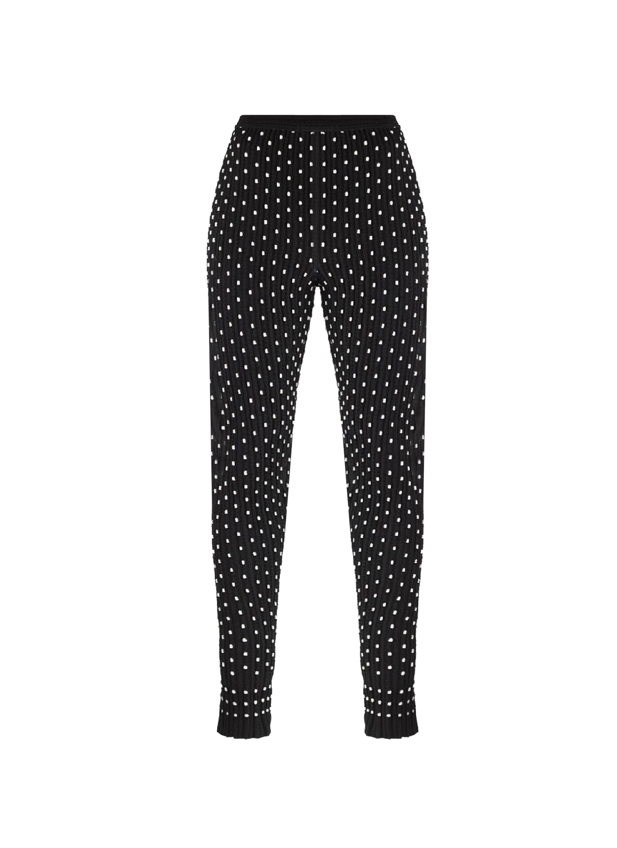 Legging à pois en laine - Noir & Argent