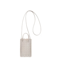 Garance phone holder in leather - Pearl