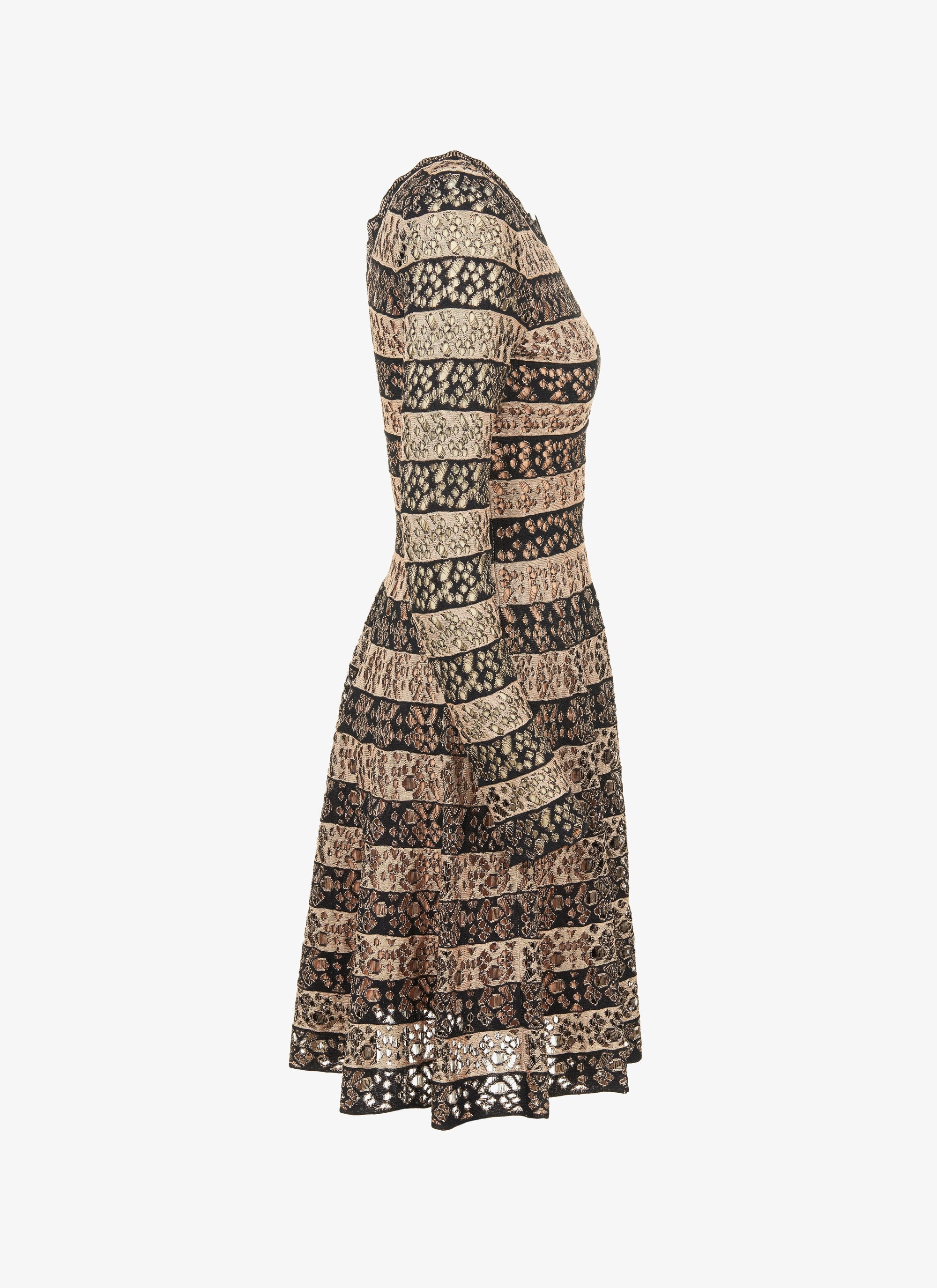 Dress with scalloped collar and lace hem - Black & Flesh
