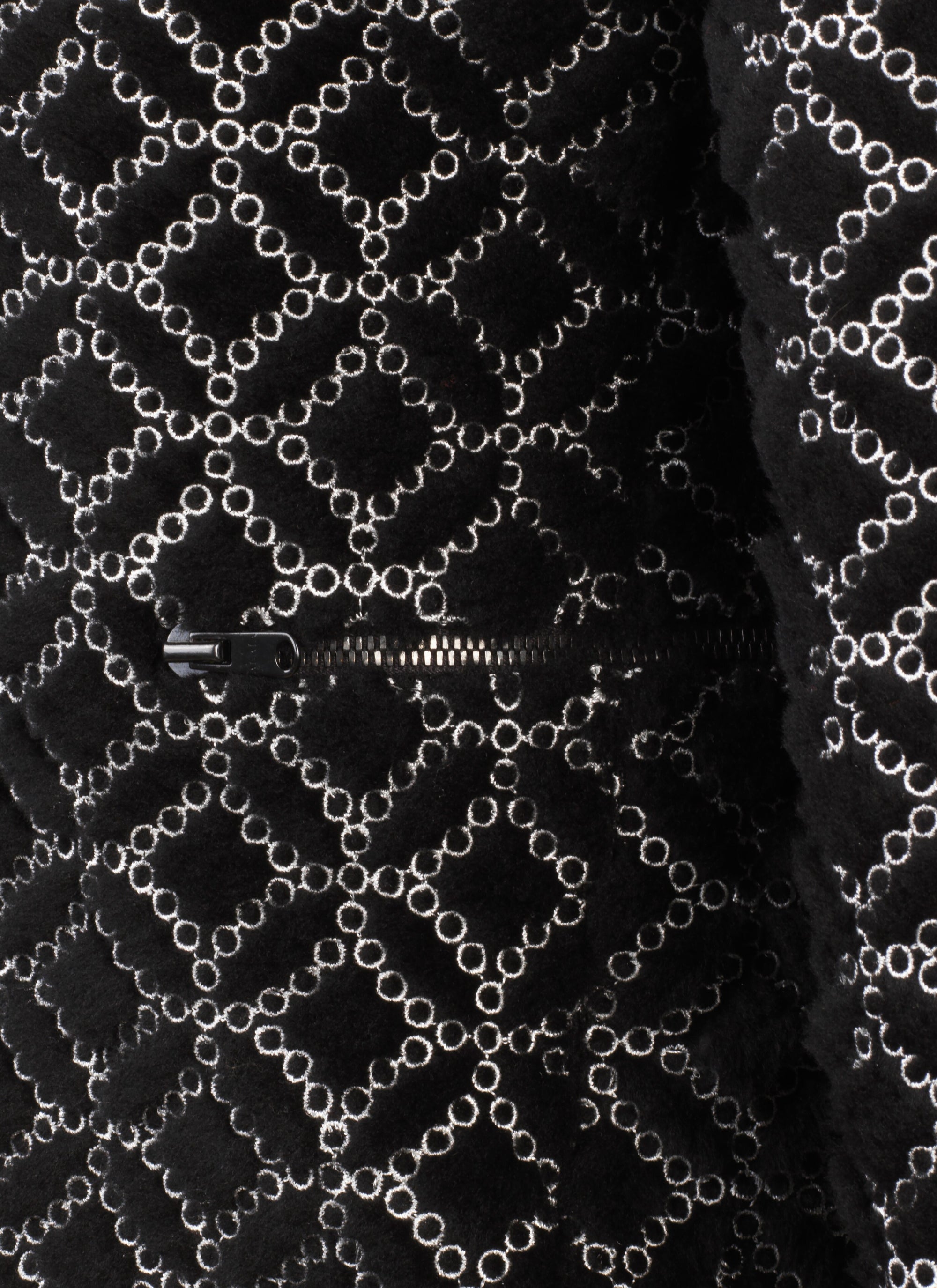Wool embroidered hooded jacket - Black & White