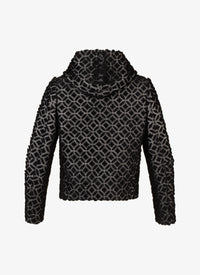 Wool embroidered hooded jacket - Black & White