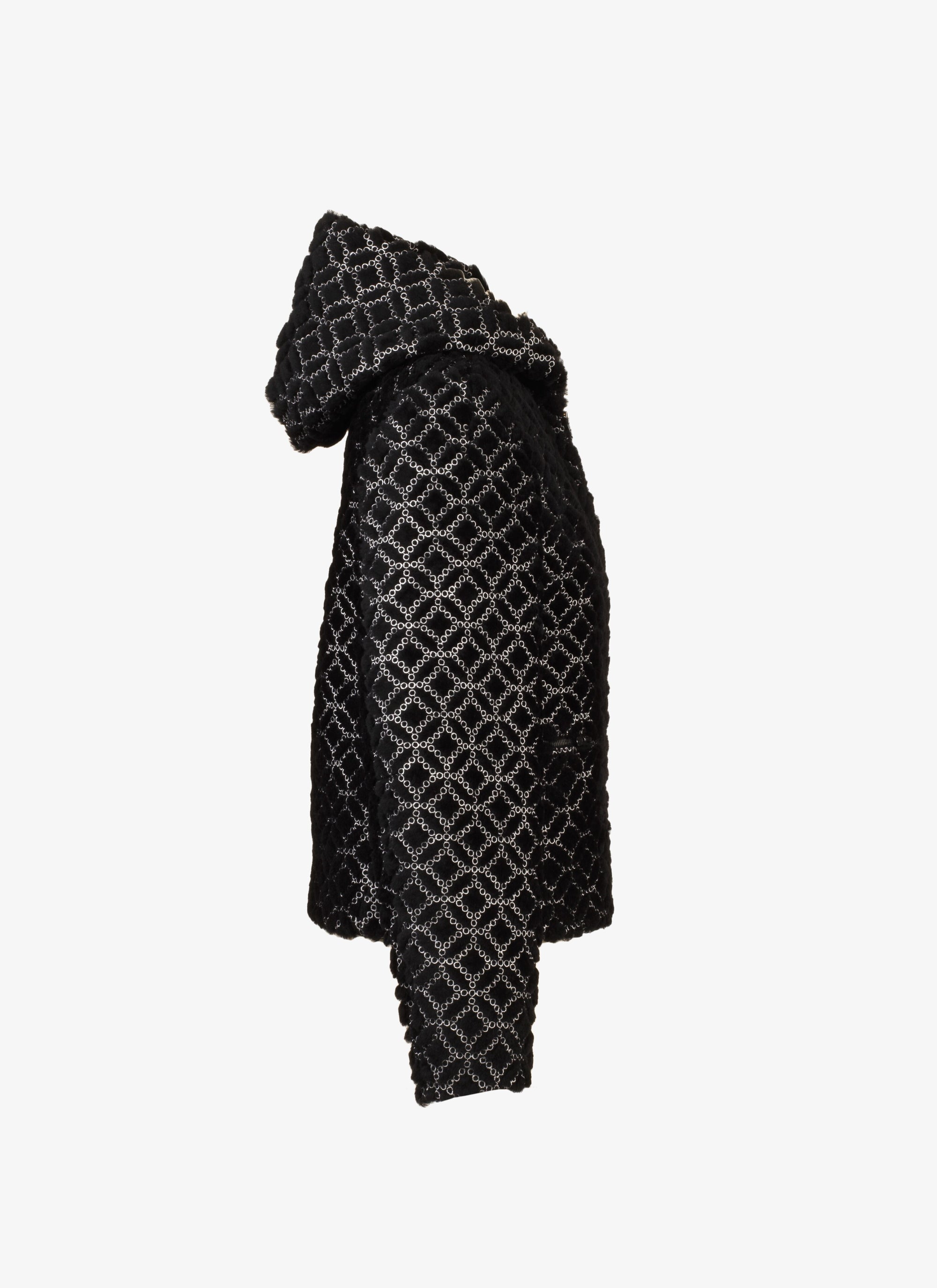 Wool embroidered hooded jacket - Black & White