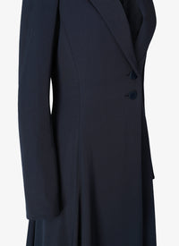 Long fitted and flared coat in wool - Night
