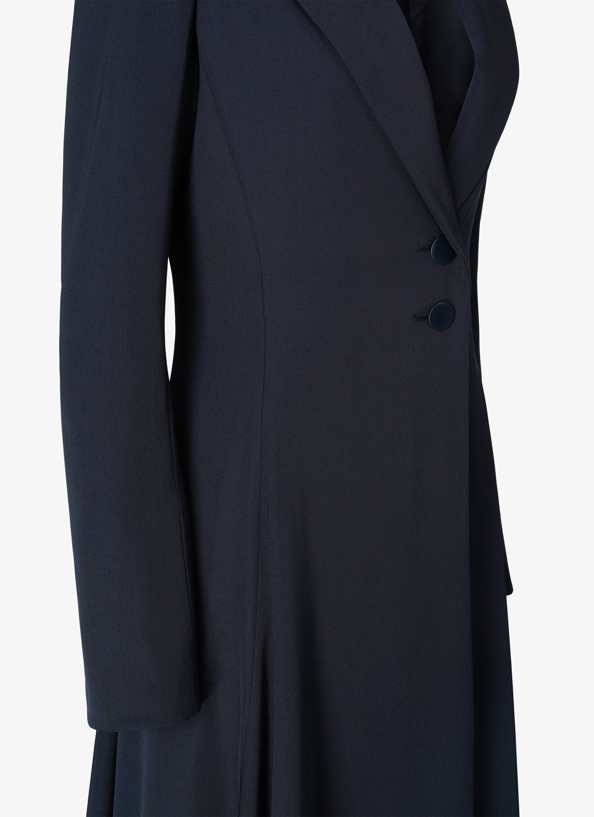Long fitted and flared coat in wool - Night