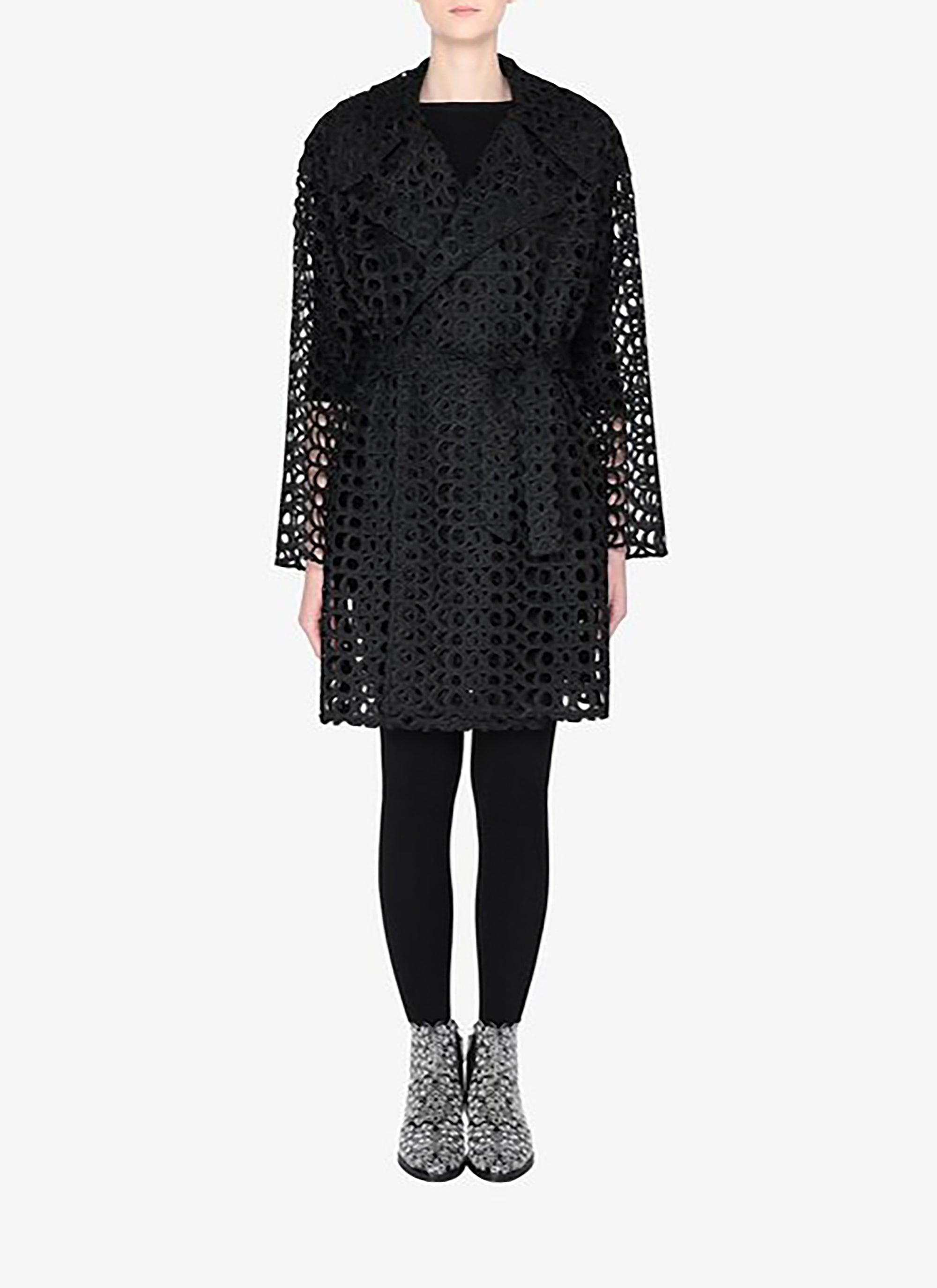 Baroque effect trench coat - Black intense
