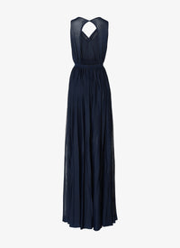 Robe longue fluide coupe drapée à dos ouvert - Nuit