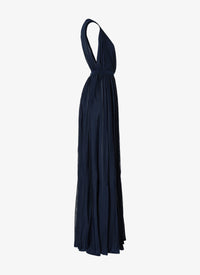 Robe longue fluide coupe drapée à dos ouvert - Nuit