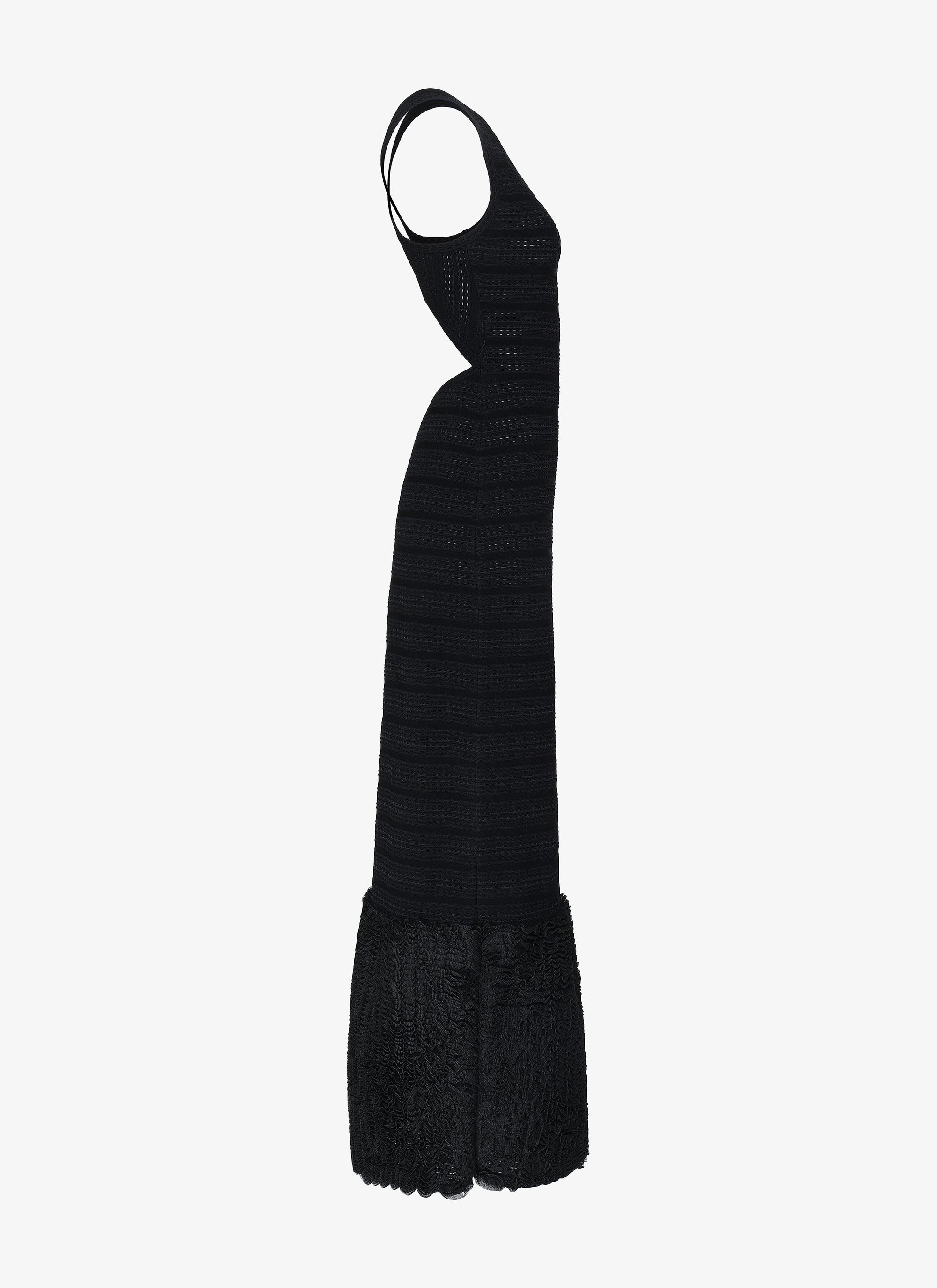 Straight maxi dress with microflounce bottom - Black intense