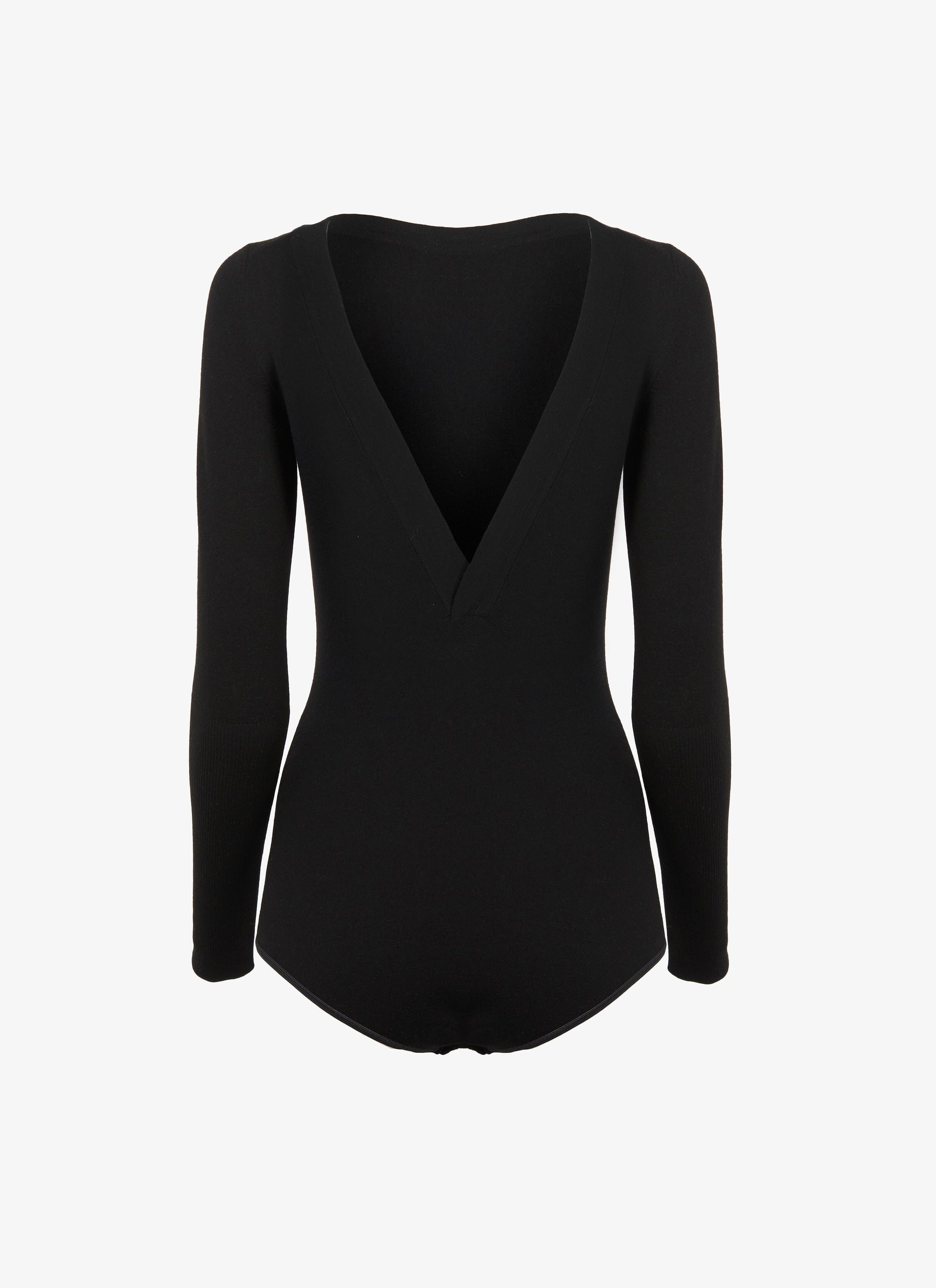 Wool boat-neck v-neck bodysuit - Navy